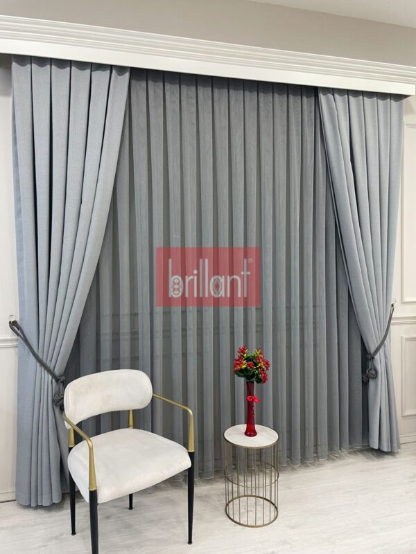 koyu grİ renk modern dokulu Örme tül