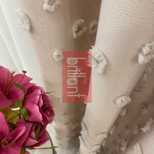 Bej Renk Ponponlu Pufy Fon Perde