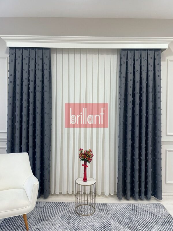 kiremit rengi ponponlu pufy fon perde (kopya)