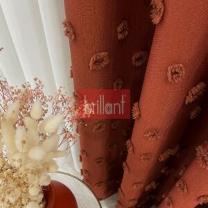 Kiremit Rengi Ponponlu Pufy Fon Perde