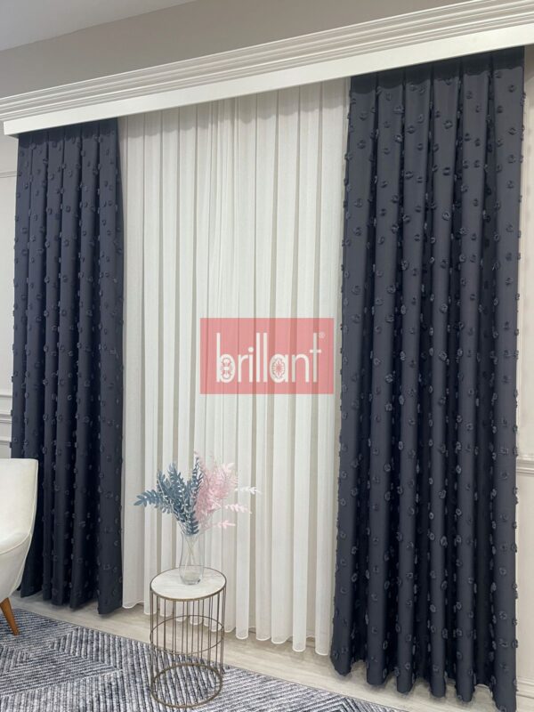 koyu grİ renk modern dokulu Örme tül (kopya)