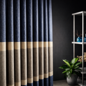 Lacivert-Krem Fon Perde