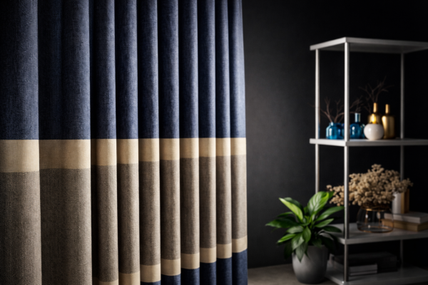 Lacivert-Krem Fon Perde