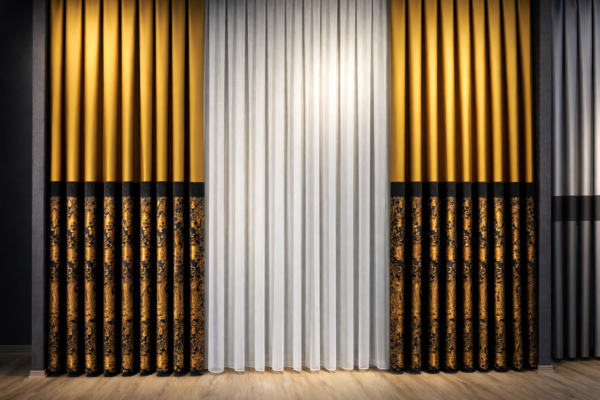 Lüks Siyah Altın Desenli Fon Perde – Işıltılı Jakar Dokuma, Modern & Klasik Şıklık