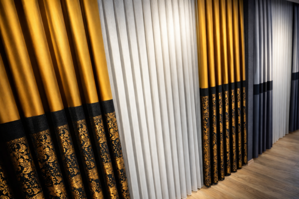 Lüks Siyah Altın Desenli Fon Perde – Işıltılı Jakar Dokuma, Modern & Klasik Şıklık