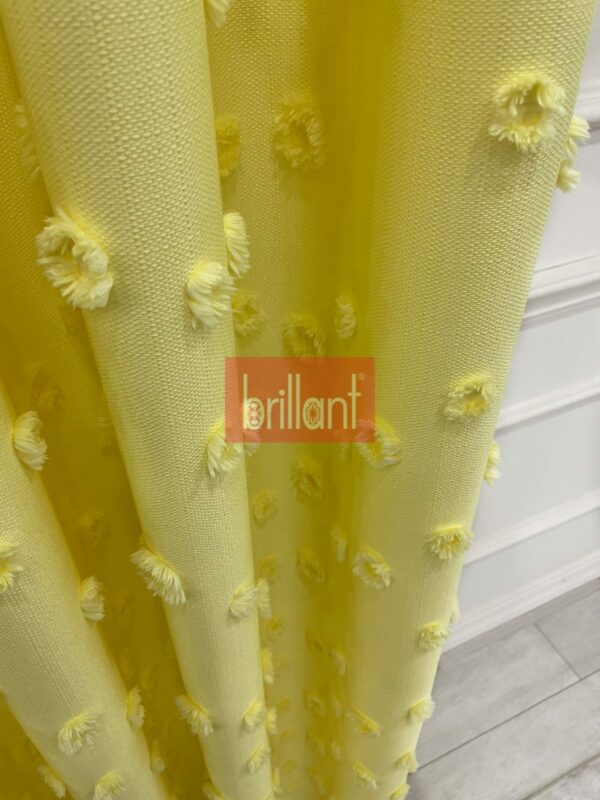 Sarı Renk Çocuk Odası Pufy Ponponlu Fon Perde